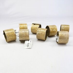 Pier 1 Napkin Rings Gold Crackle Metallic Marbleized Set of 8 2759600